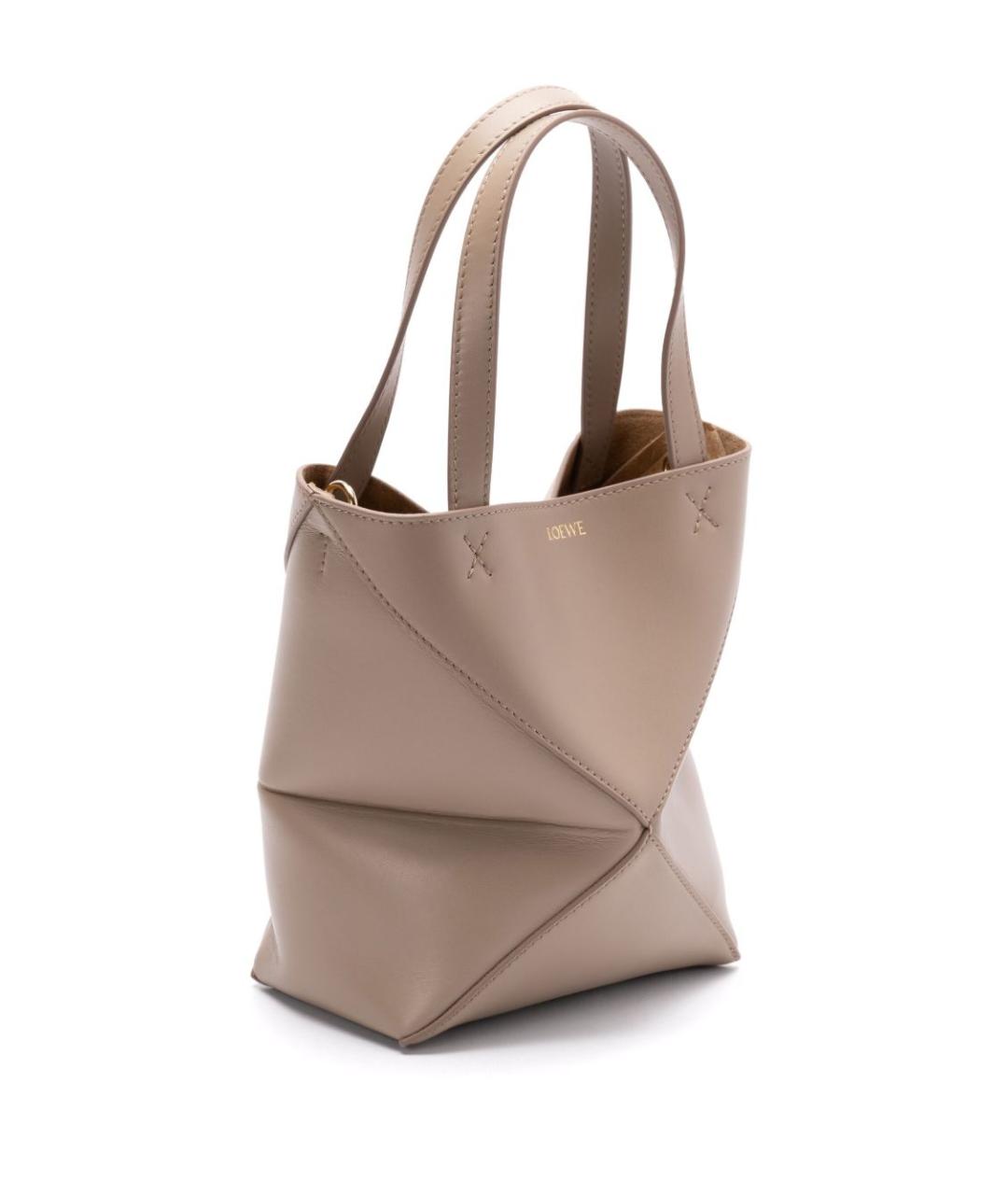 LOEWE Бежевая кожаная сумка тоут, фото 4