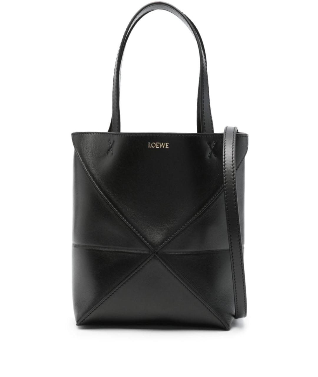 LOEWE Черная кожаная сумка тоут, фото 1