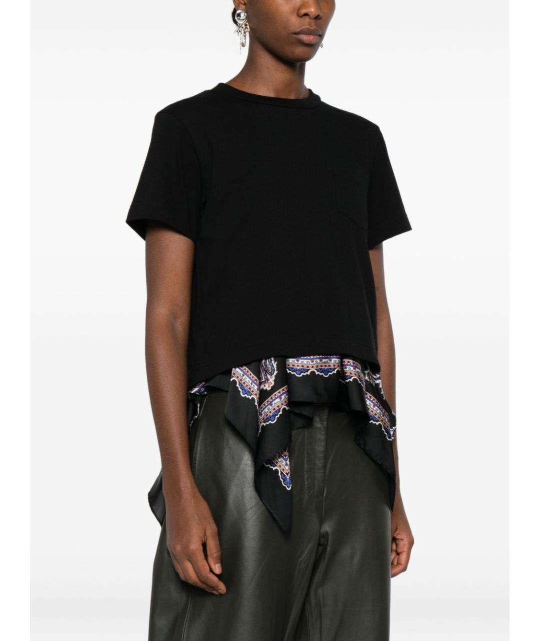 SACAI Черная хлопковая футболка, фото 5