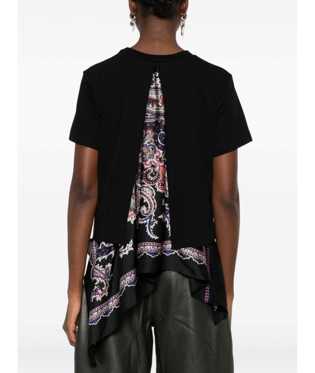 SACAI Черная хлопковая футболка, фото 4