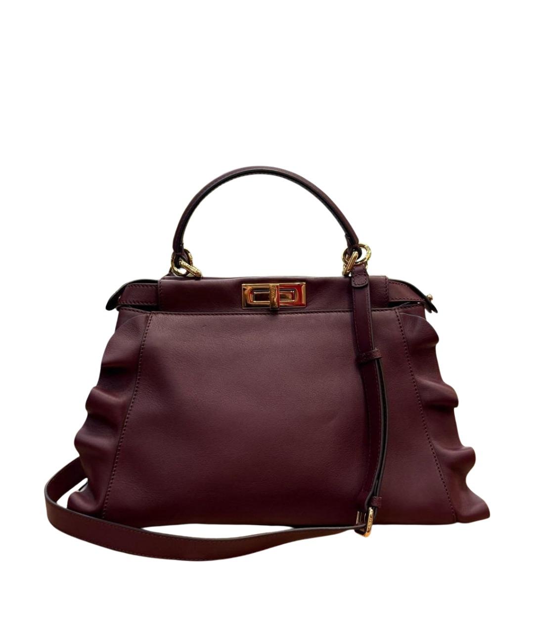 FENDI Бордовая кожаная сумка тоут, фото 1