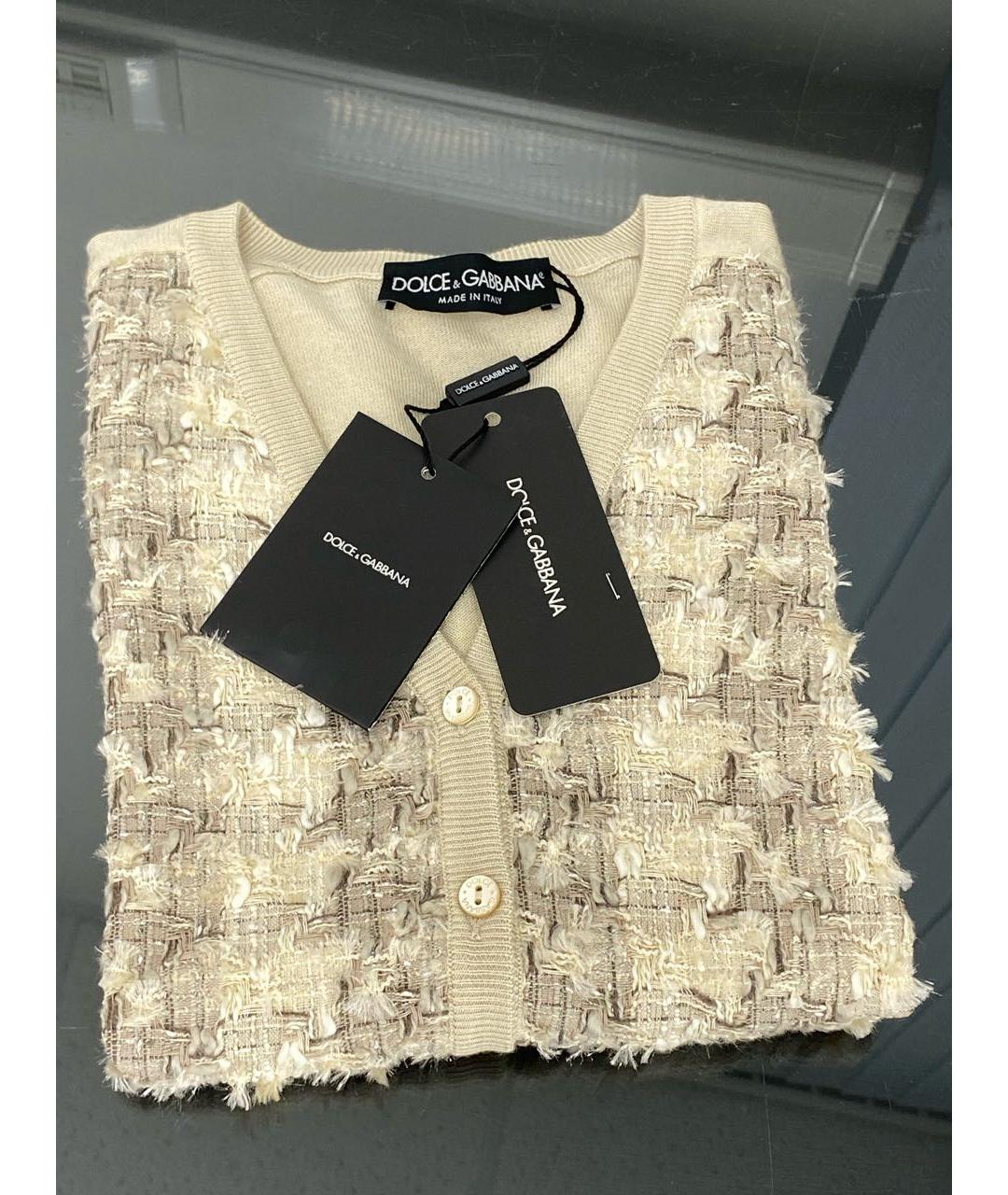 DOLCE&GABBANA Бежевый кашемировый кардиган, фото 8