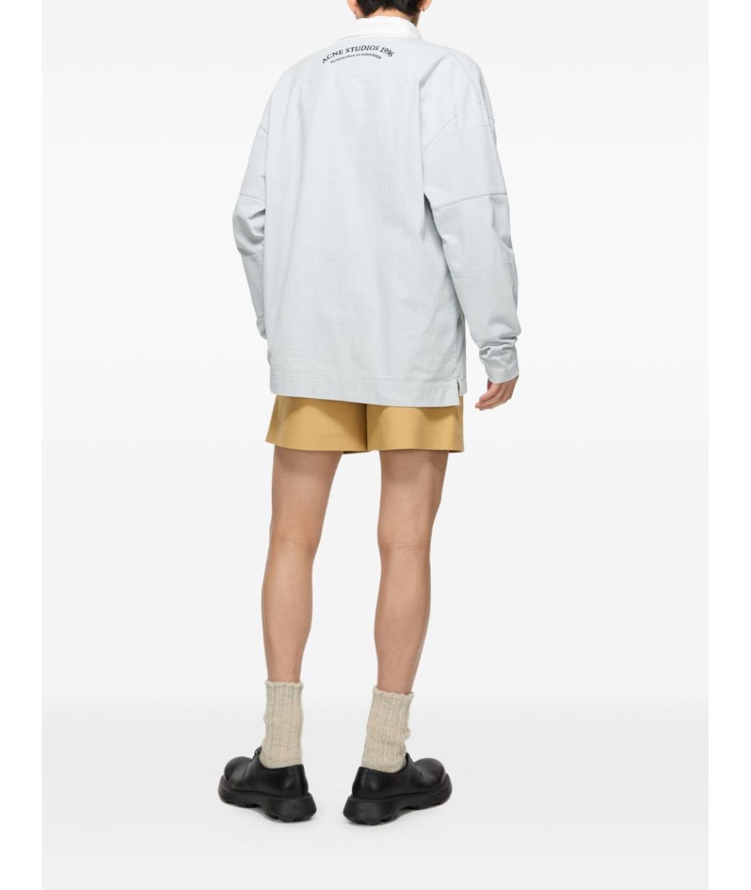 ACNE STUDIOS Серое хлопковое поло с длинным рукавом, фото 5