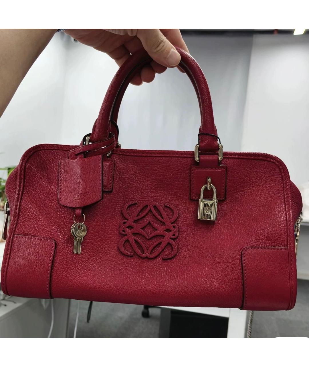 LOEWE Фуксия кожаная сумка с короткими ручками, фото 7