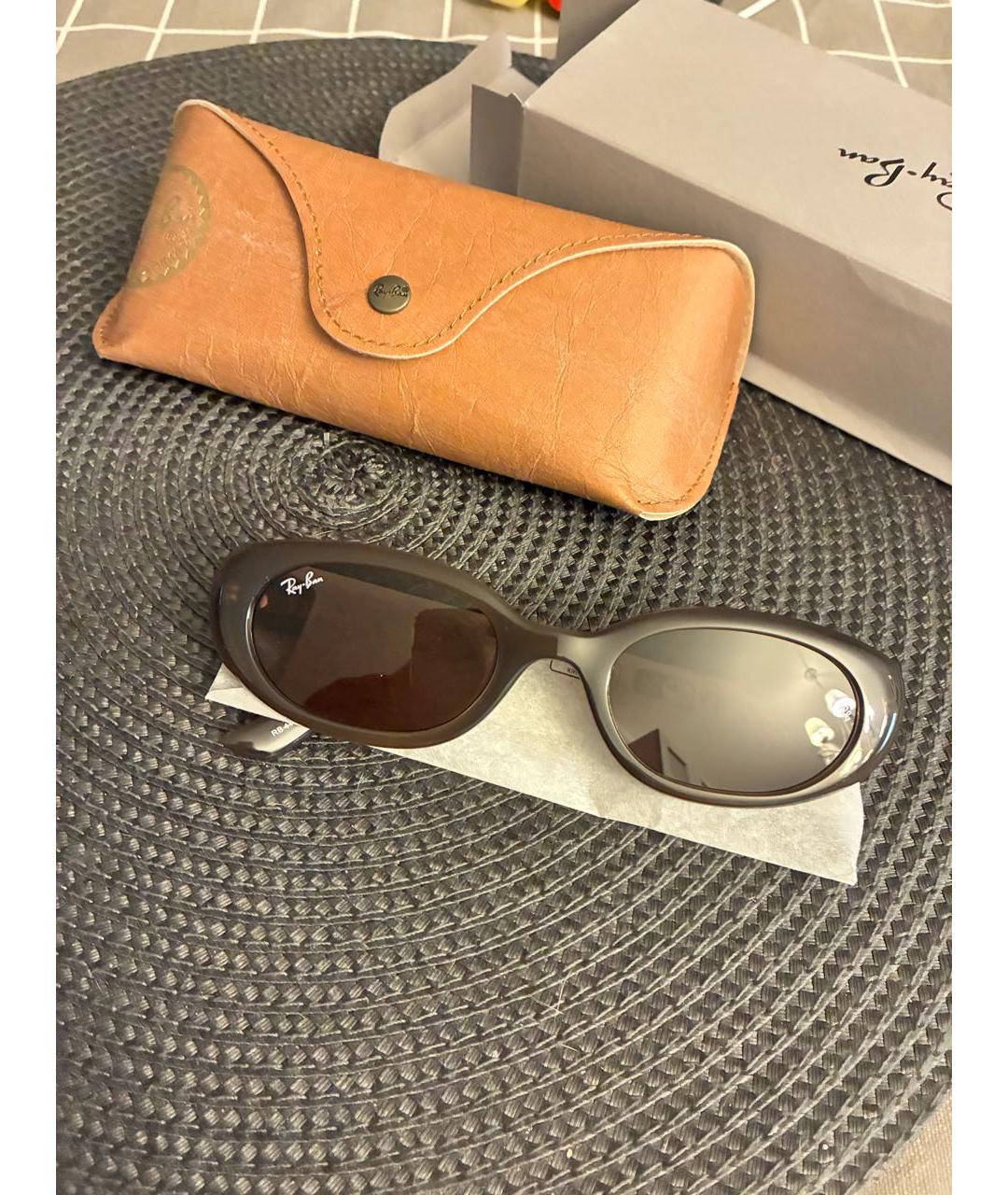 RAY BAN Коричневые пластиковые солнцезащитные очки, фото 3