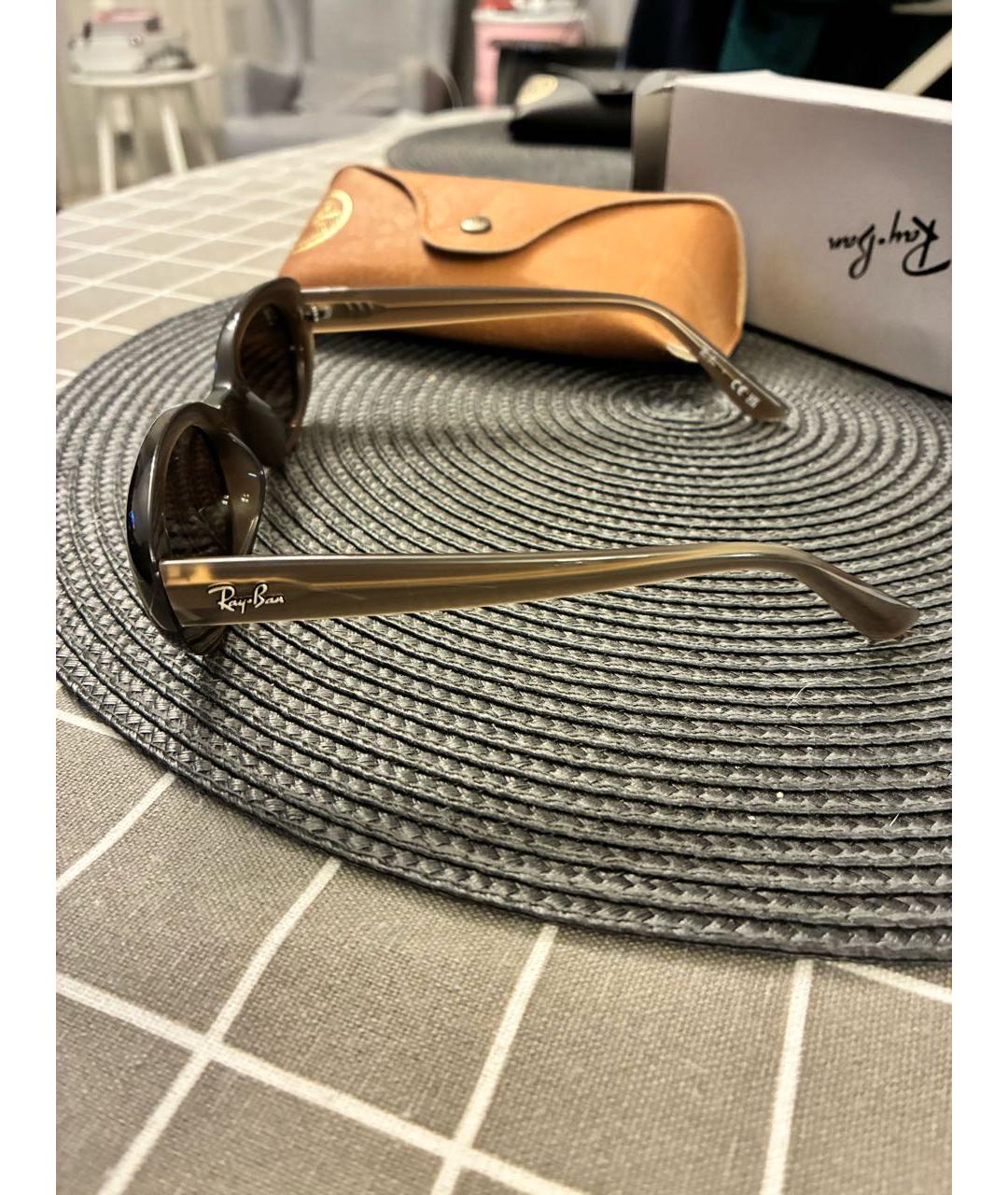 RAY BAN Коричневые пластиковые солнцезащитные очки, фото 6