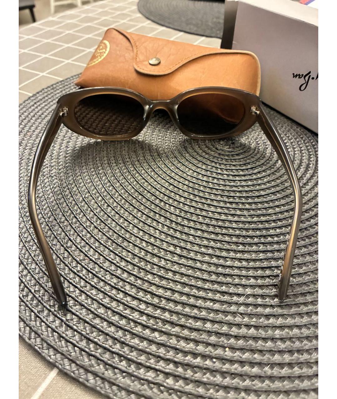 RAY BAN Коричневые пластиковые солнцезащитные очки, фото 5