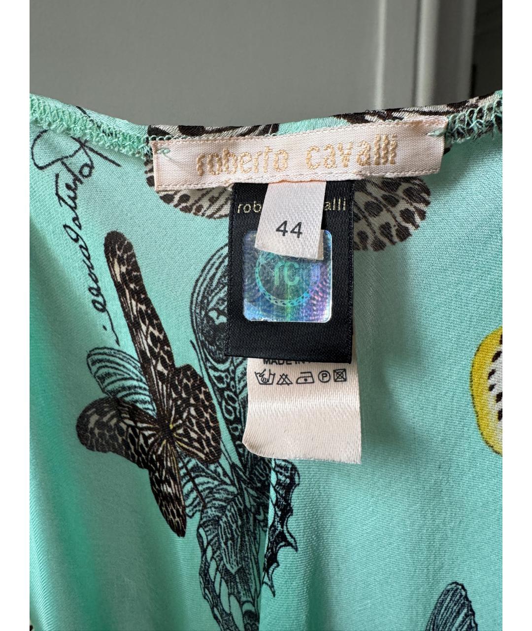 ROBERTO CAVALLI Голубая шелковая майка, фото 6