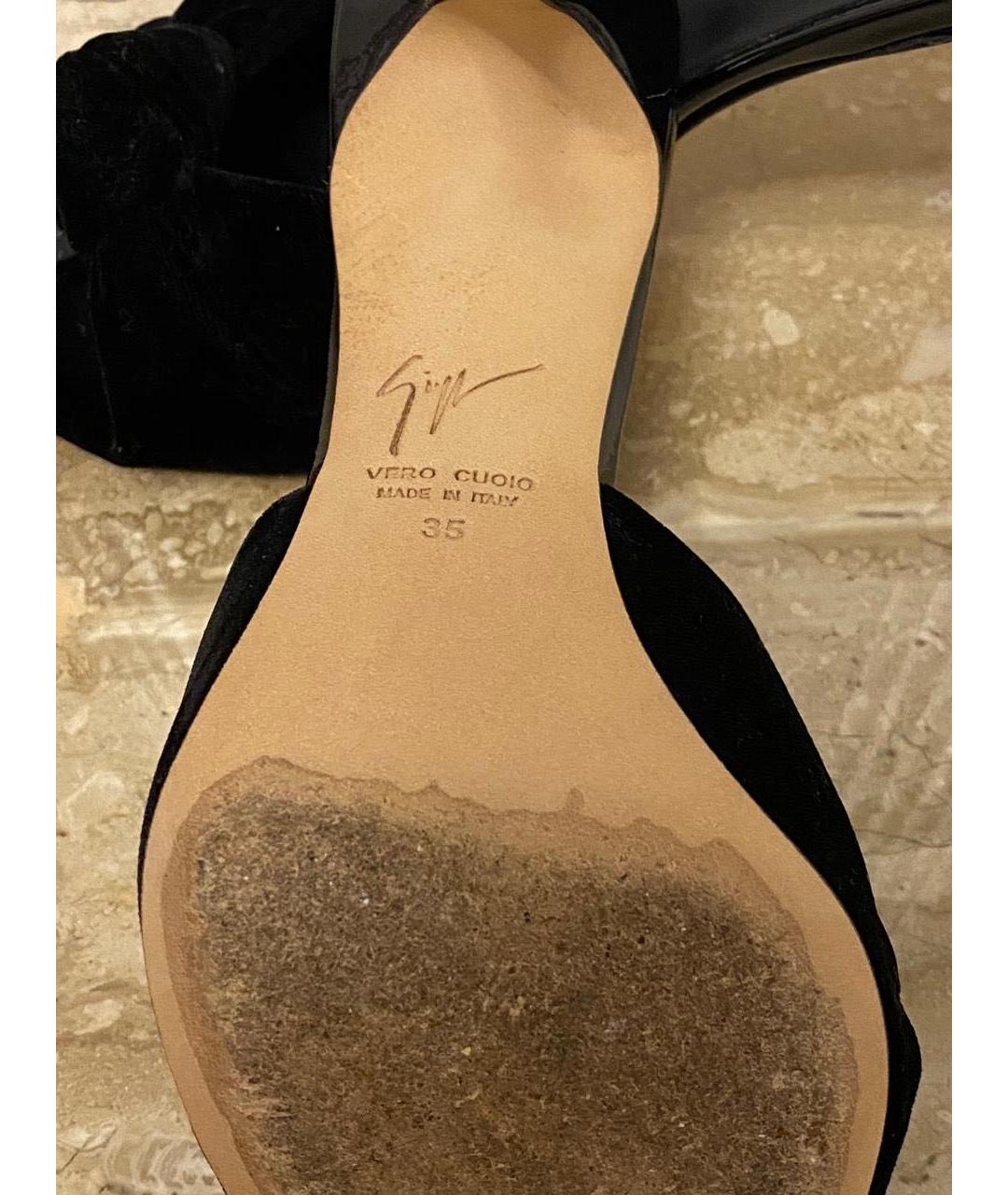 GIUSEPPE ZANOTTI DESIGN Черные бархатные мюли, фото 7