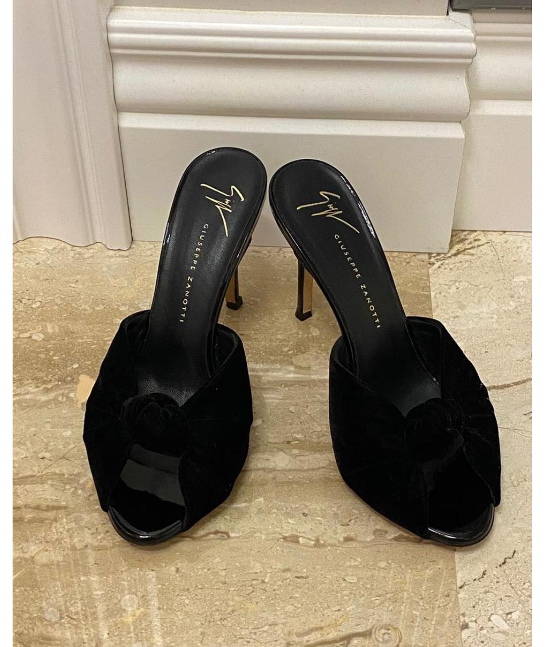 GIUSEPPE ZANOTTI DESIGN Черные бархатные мюли, фото 3