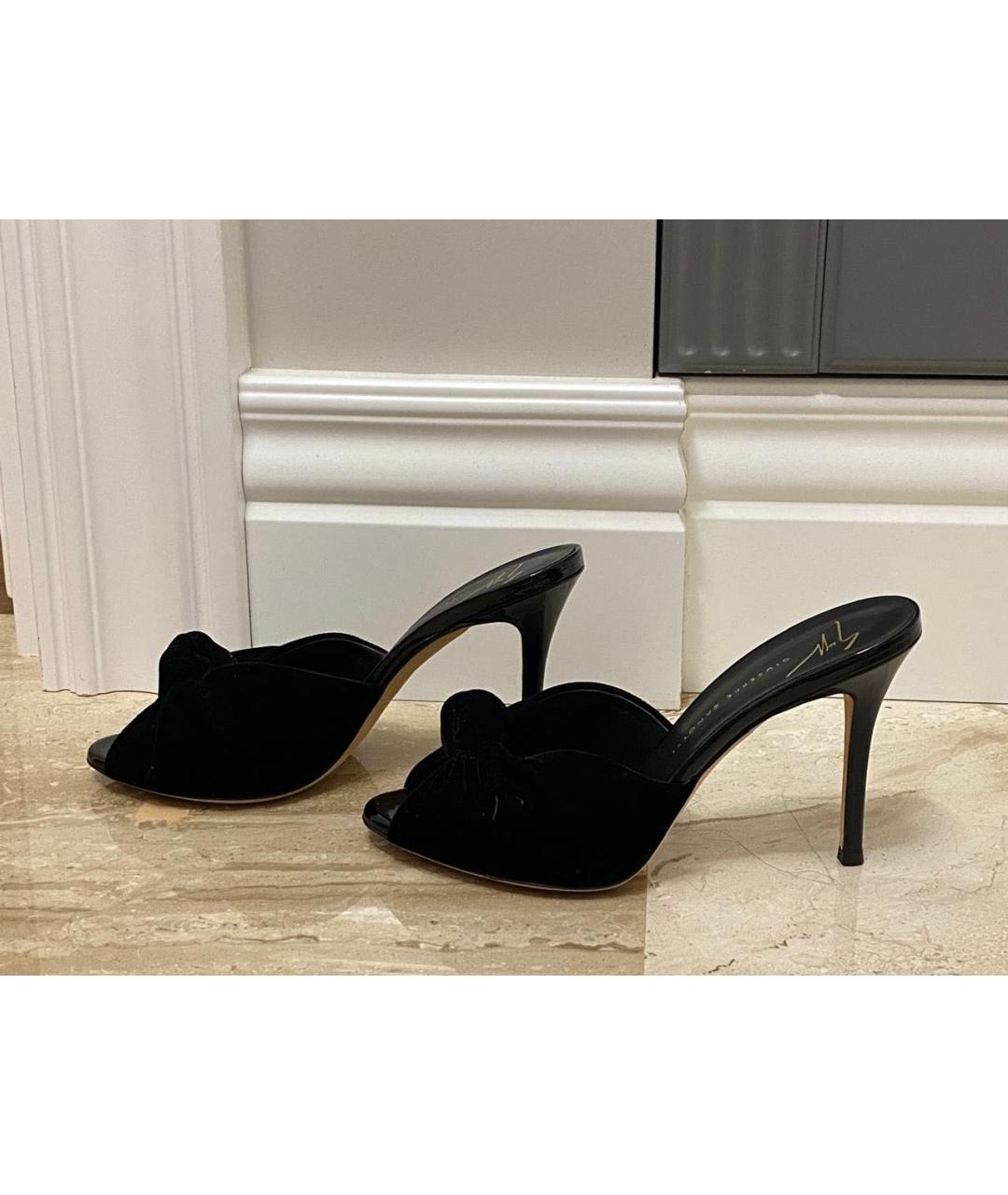 GIUSEPPE ZANOTTI DESIGN Черные бархатные мюли, фото 4