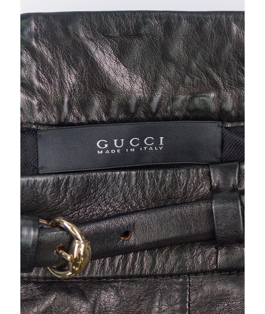 GUCCI Черная кожаная юбка мини, фото 3
