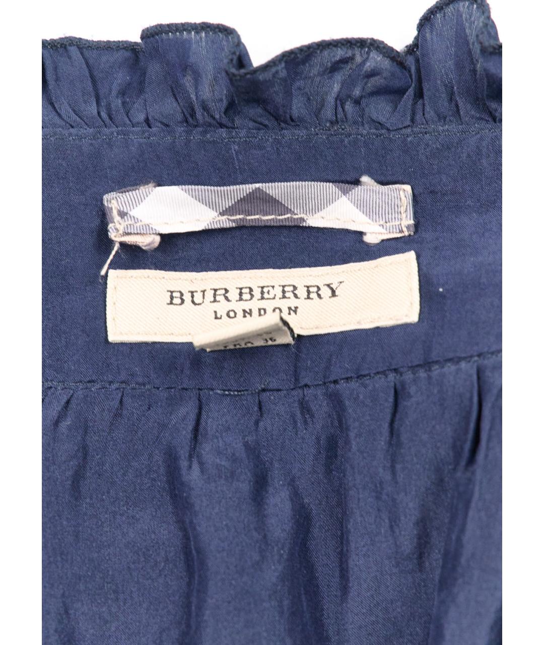 BURBERRY Синяя шелковая юбка мини, фото 3
