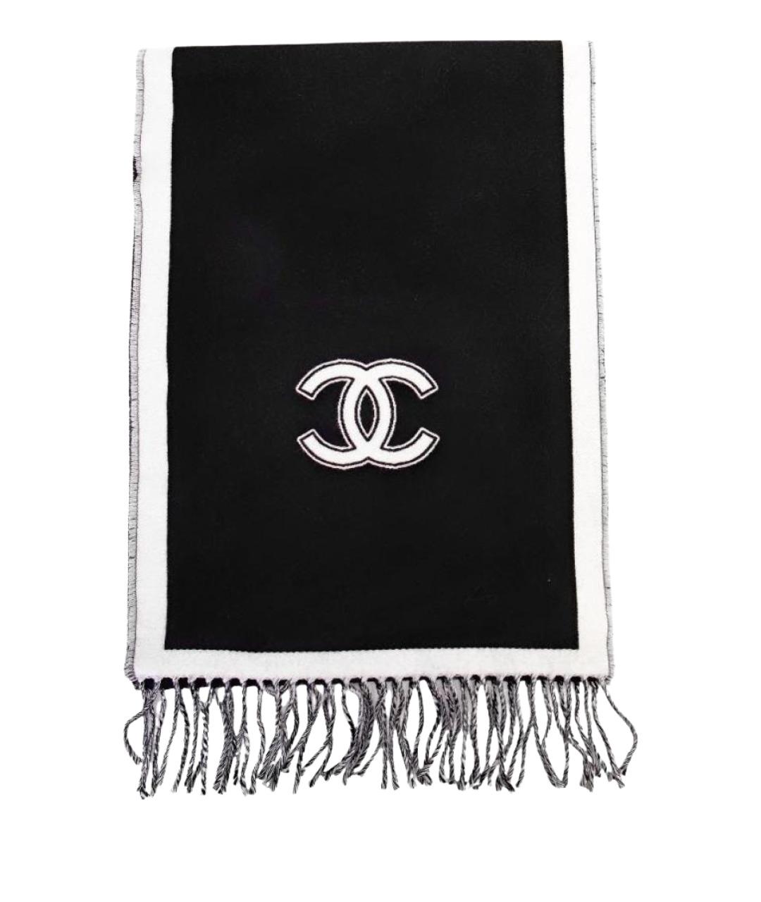CHANEL Черный шерстяной шарф, фото 1