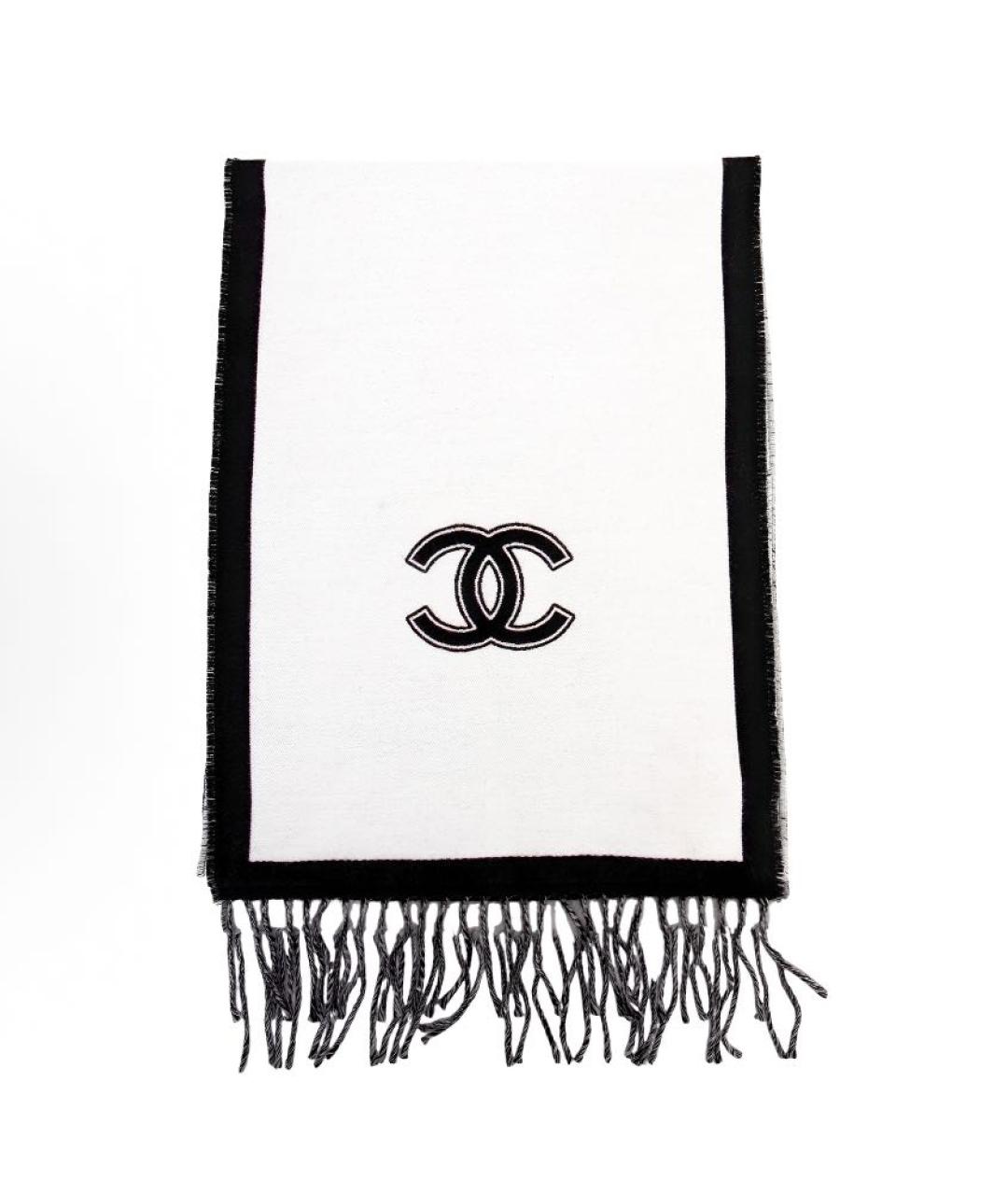 CHANEL Черный шерстяной шарф, фото 2