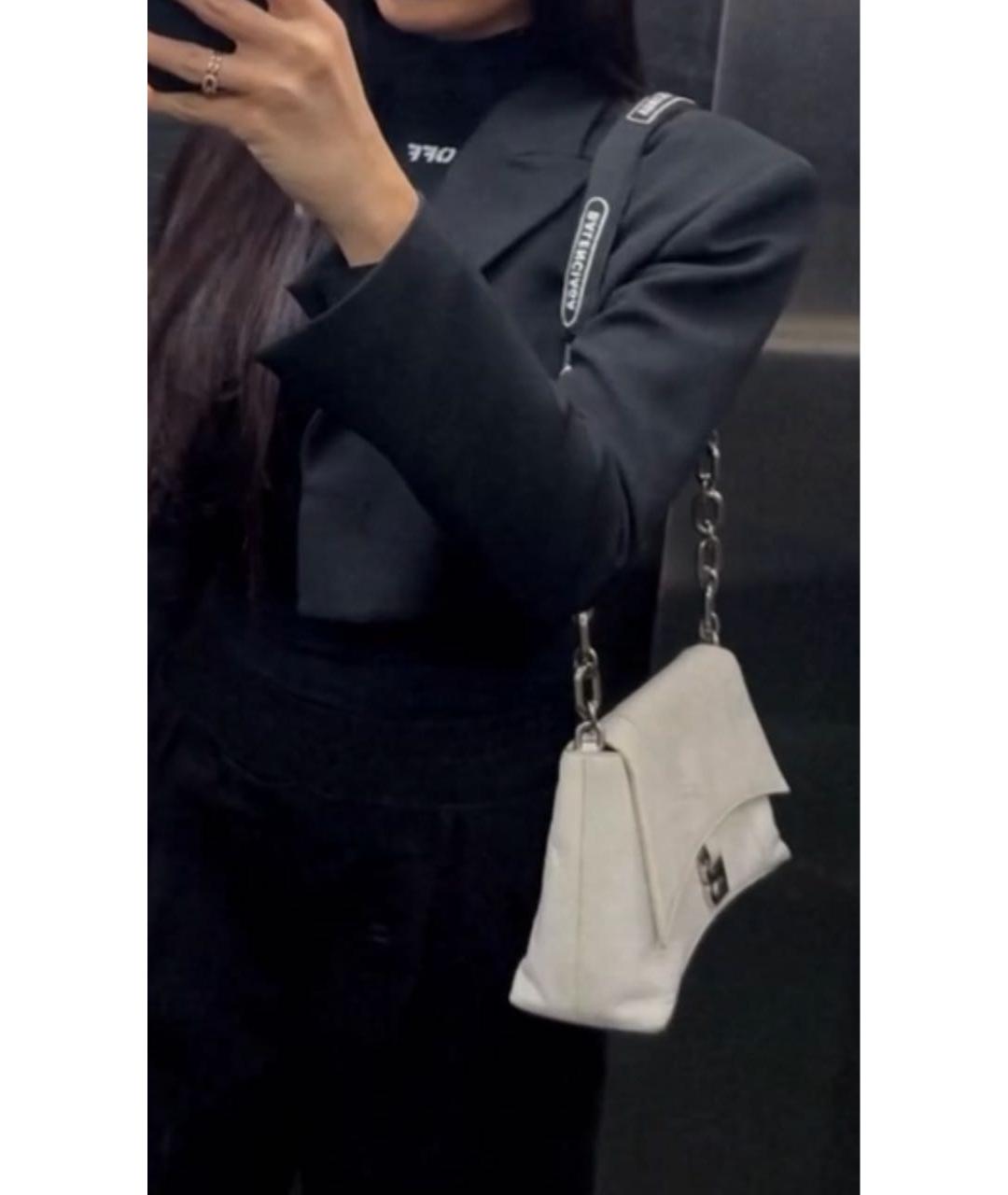 BALENCIAGA Белая кожаная сумка через плечо, фото 6