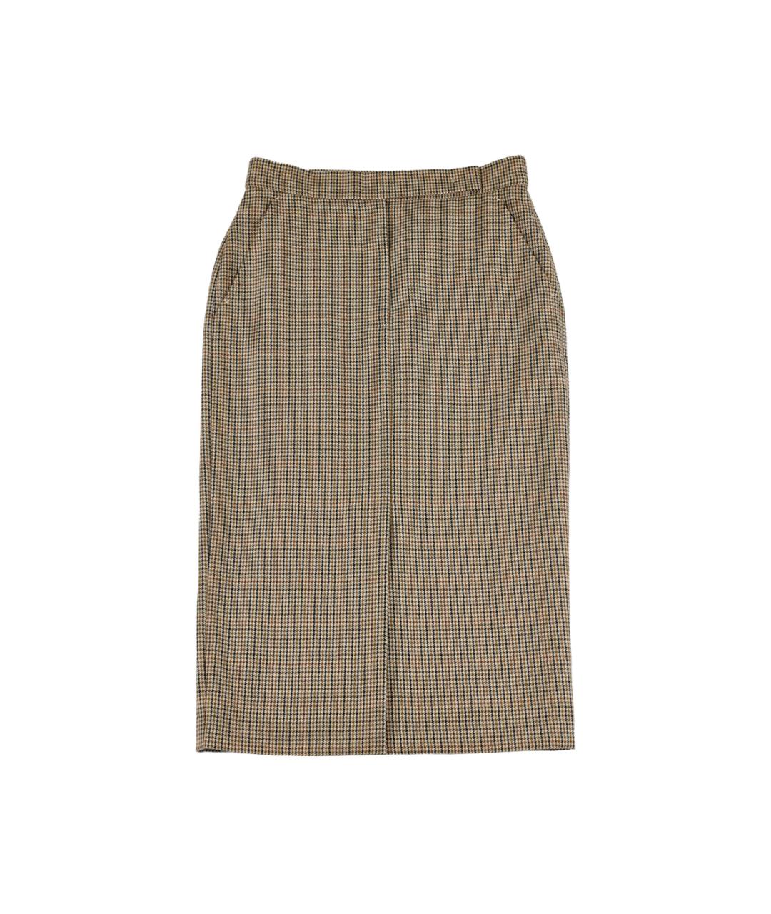 MAX MARA Коричневая шерстяная юбка миди, фото 1