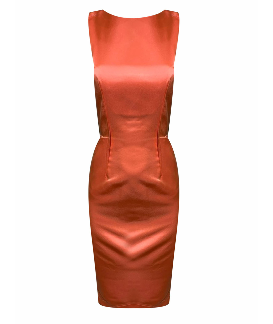 BALMAIN Коралловое атласное платье, фото 1