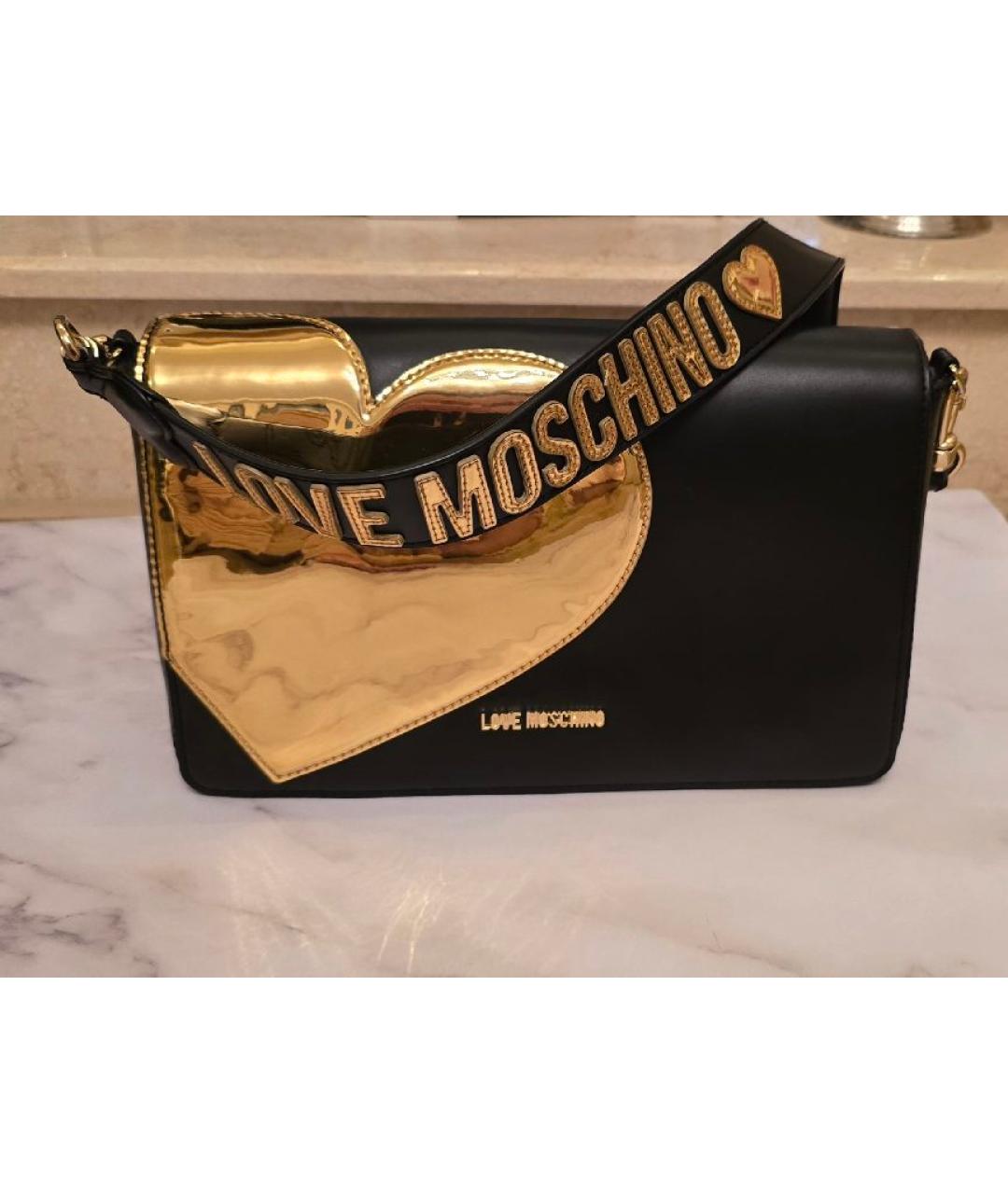 LOVE MOSCHINO Черная сумка с короткими ручками из искусственной кожи, фото 8