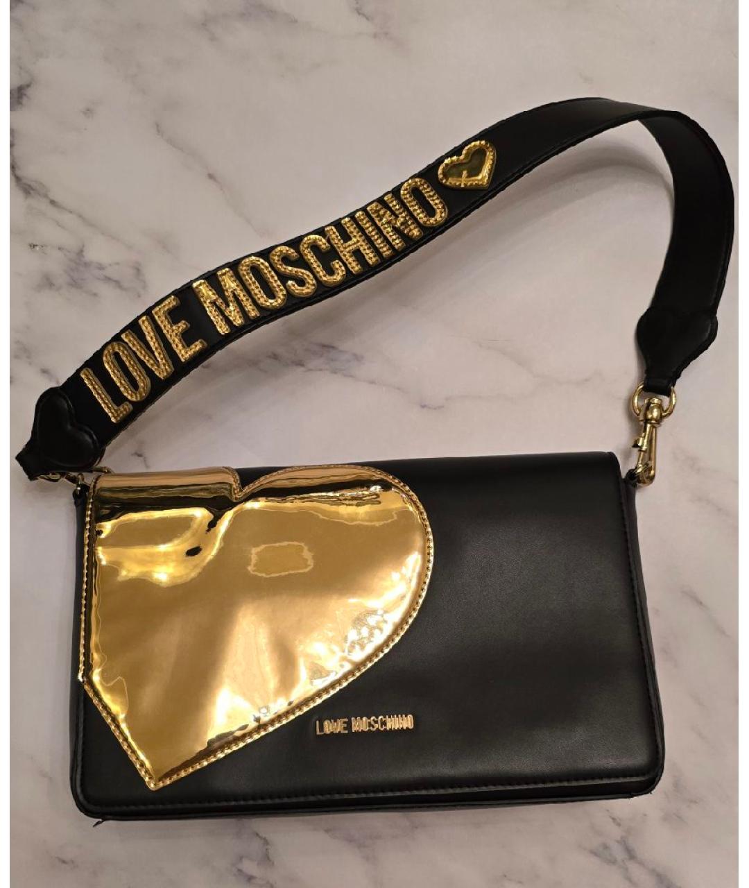 LOVE MOSCHINO Черная сумка с короткими ручками из искусственной кожи, фото 10