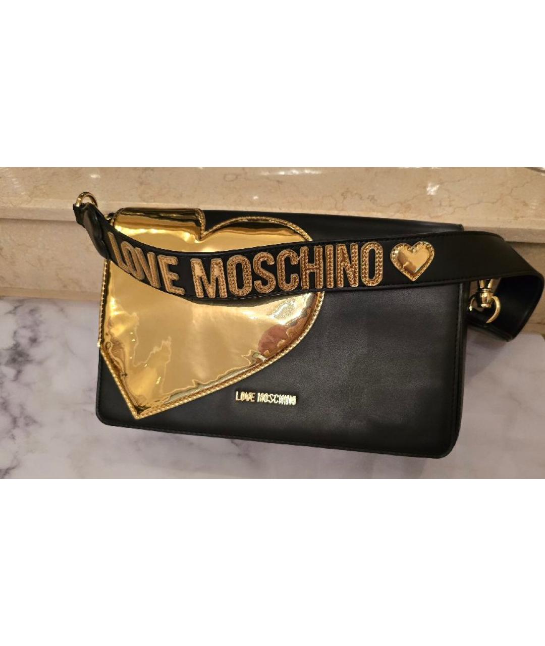 LOVE MOSCHINO Черная сумка с короткими ручками из искусственной кожи, фото 2