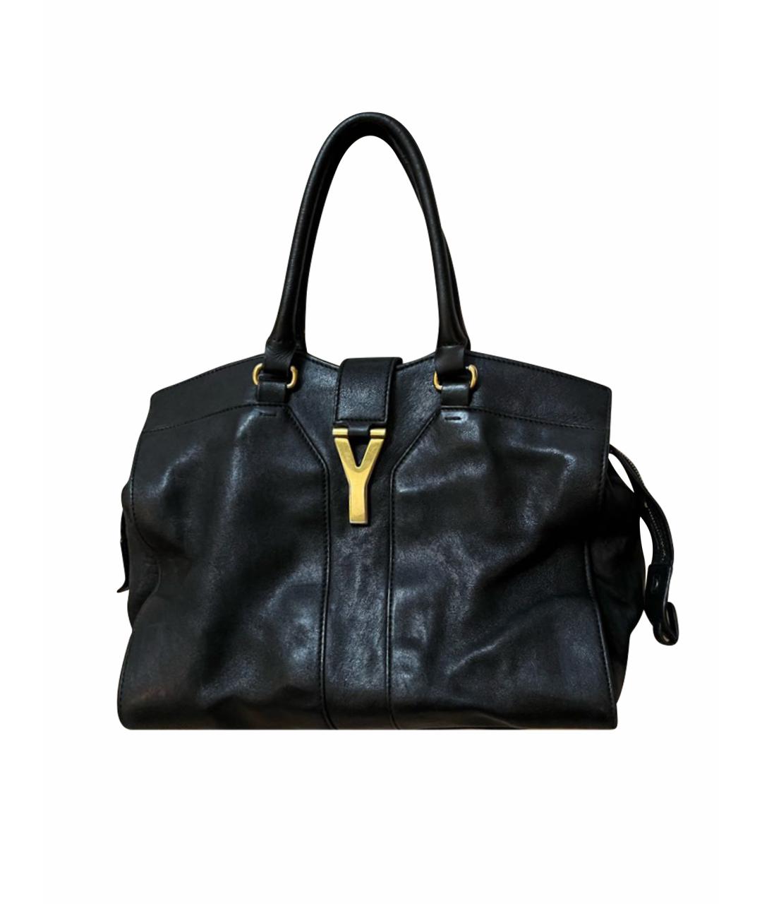 SAINT LAURENT Черная кожаная сумка тоут, фото 1