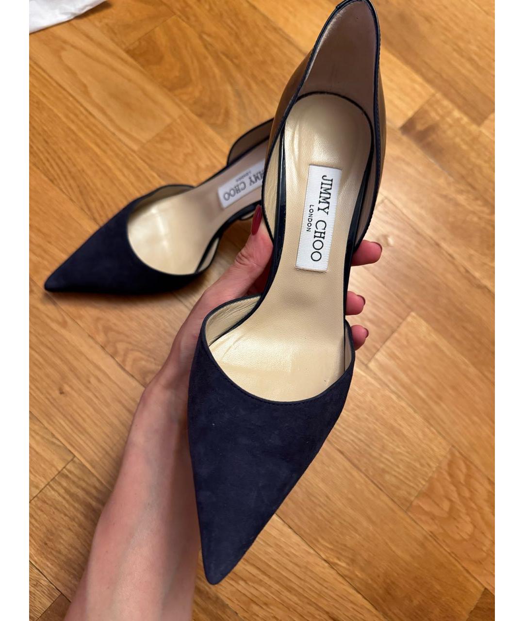 JIMMY CHOO Темно-синие кожаные туфли, фото 4