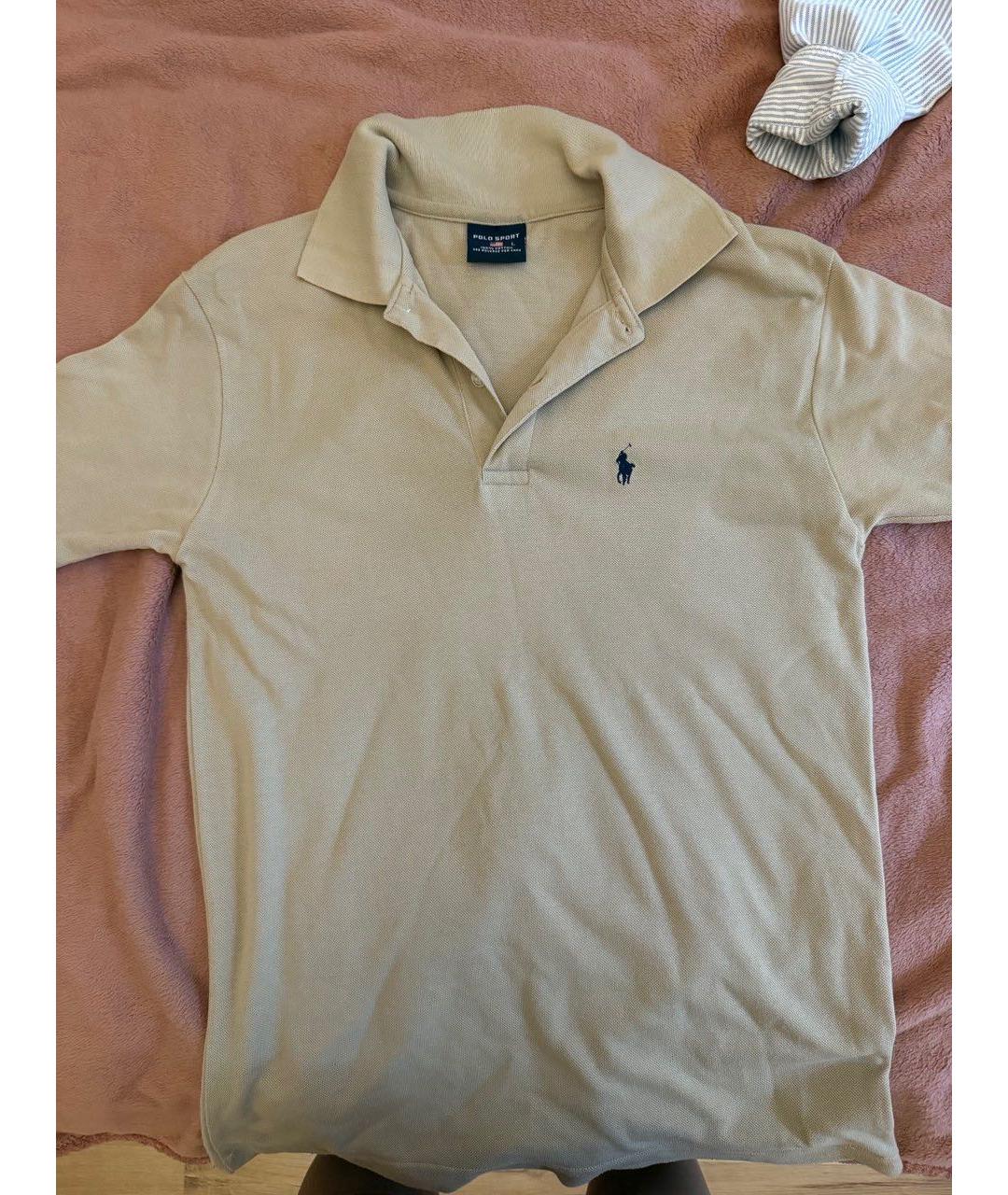 POLO RALPH LAUREN Бежевое хлопковое поло с коротким рукавом, фото 3