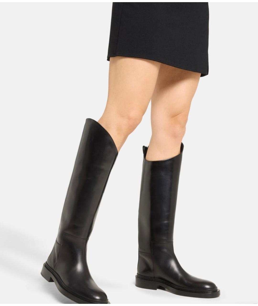 JIL SANDER Черные кожаные сапоги, фото 4