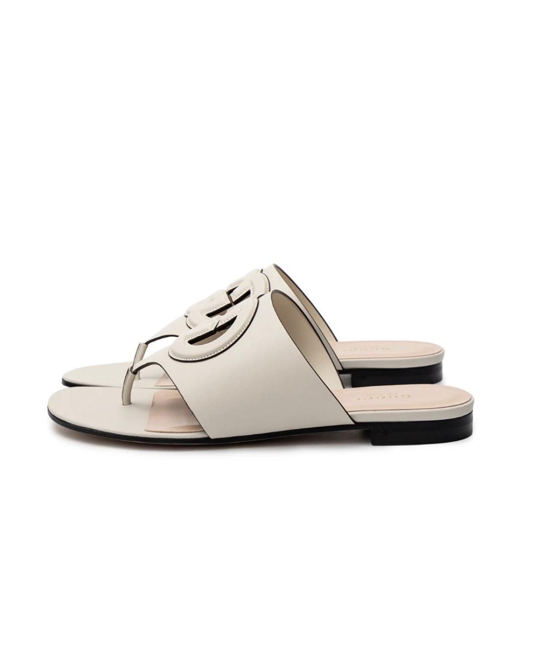 GUCCI Белые кожаные сандалии, фото 8