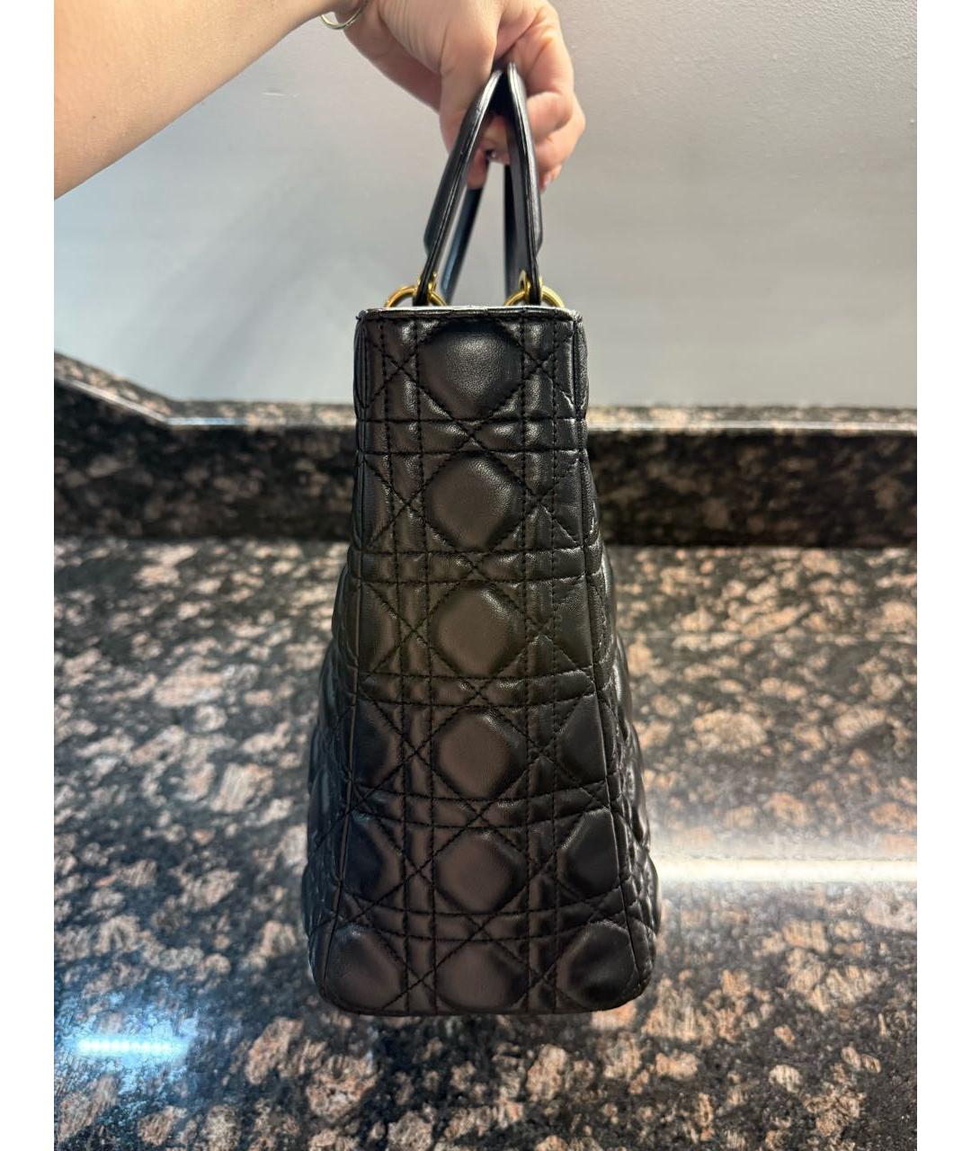 CHRISTIAN DIOR Черная кожаная сумка с короткими ручками, фото 2