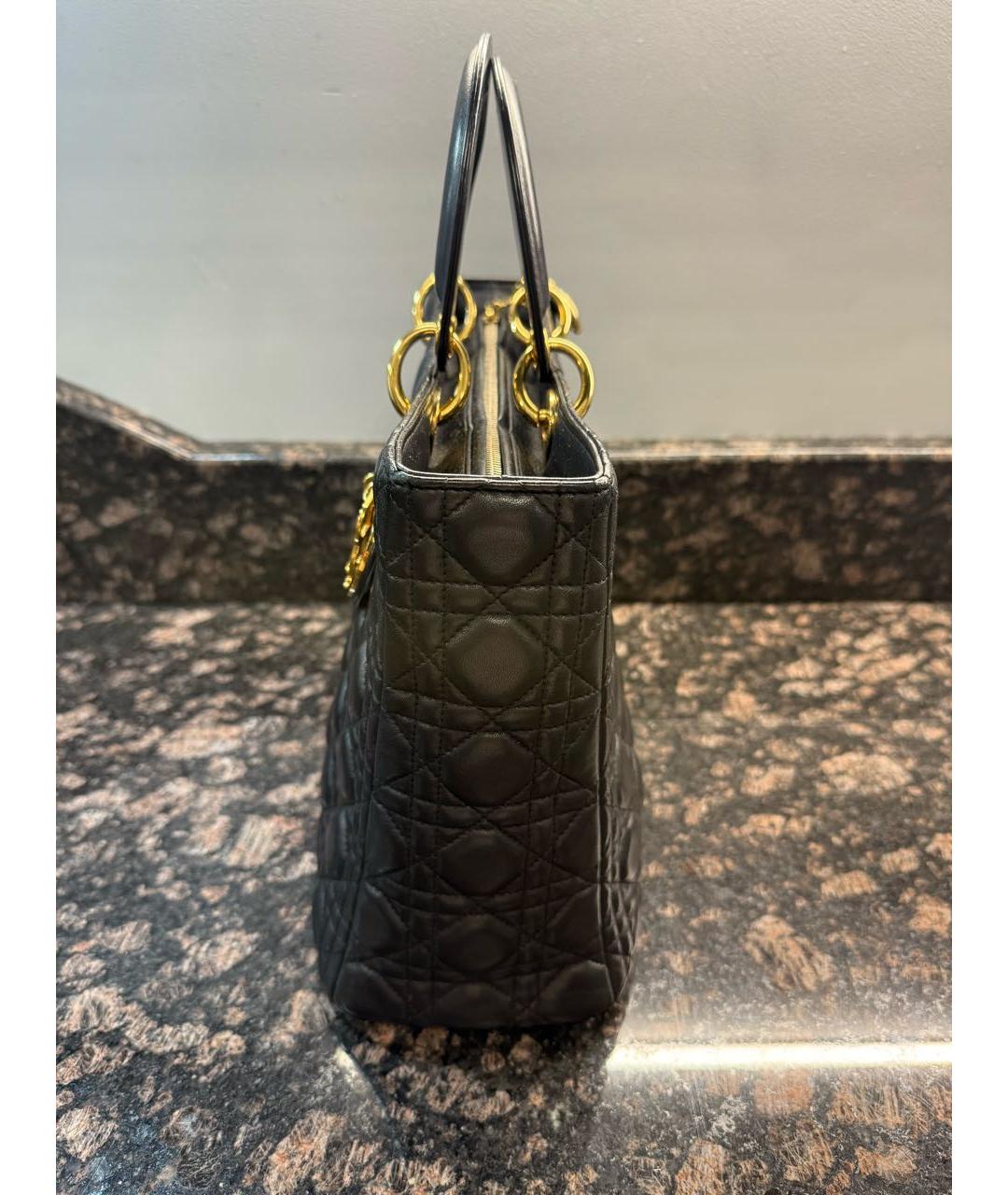 CHRISTIAN DIOR Черная кожаная сумка с короткими ручками, фото 5