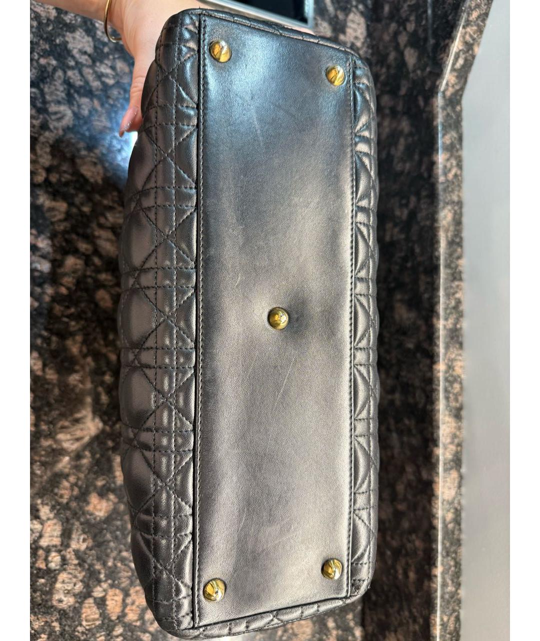 CHRISTIAN DIOR Черная кожаная сумка с короткими ручками, фото 6