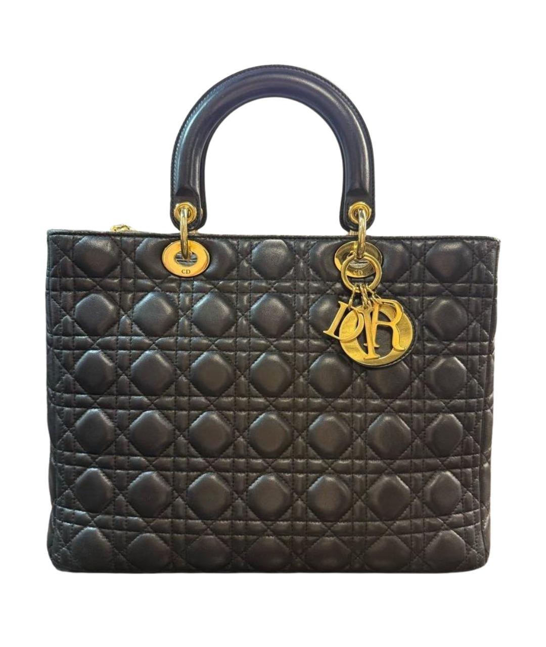 CHRISTIAN DIOR Черная кожаная сумка с короткими ручками, фото 1