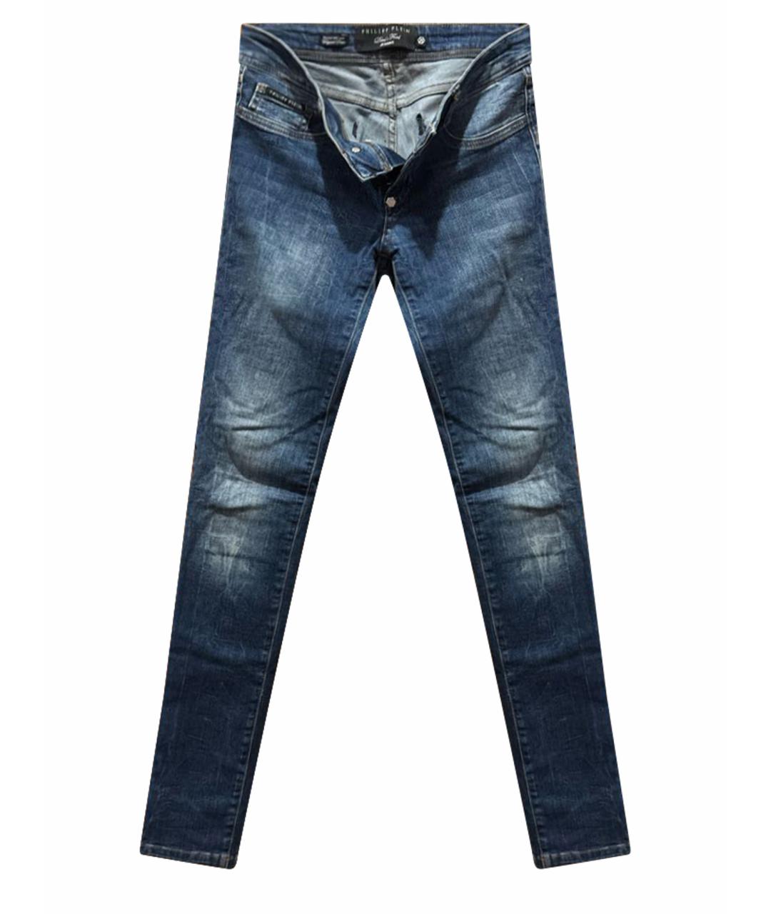 PHILIPP PLEIN Синие хлопковые джинсы слим, фото 1
