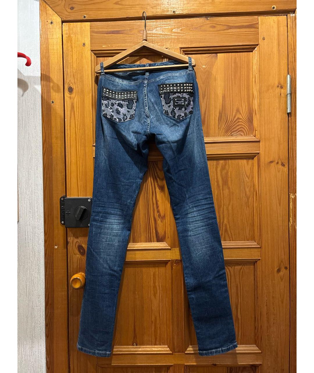 PHILIPP PLEIN Синие хлопковые джинсы слим, фото 3