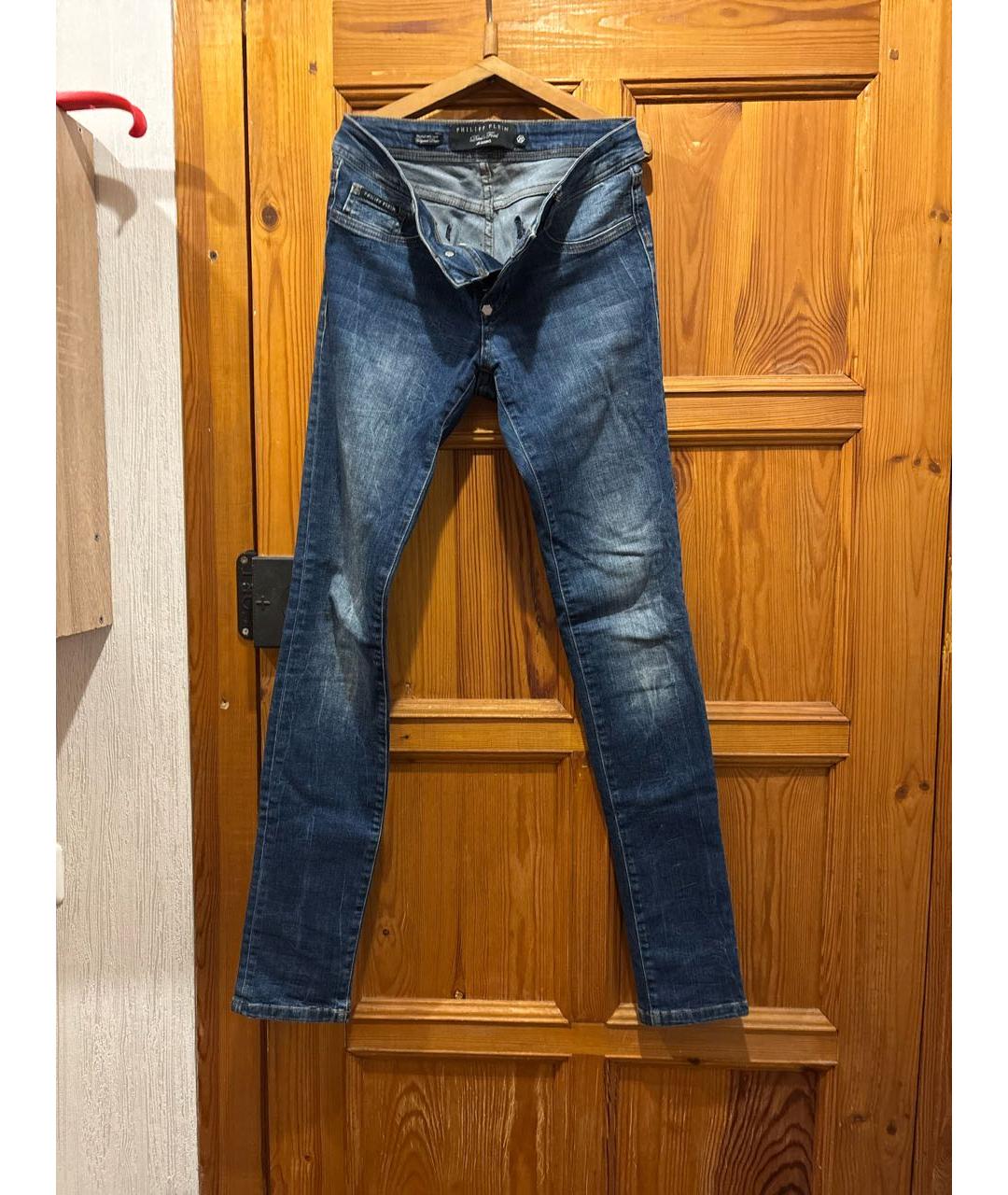 PHILIPP PLEIN Синие хлопковые джинсы слим, фото 7