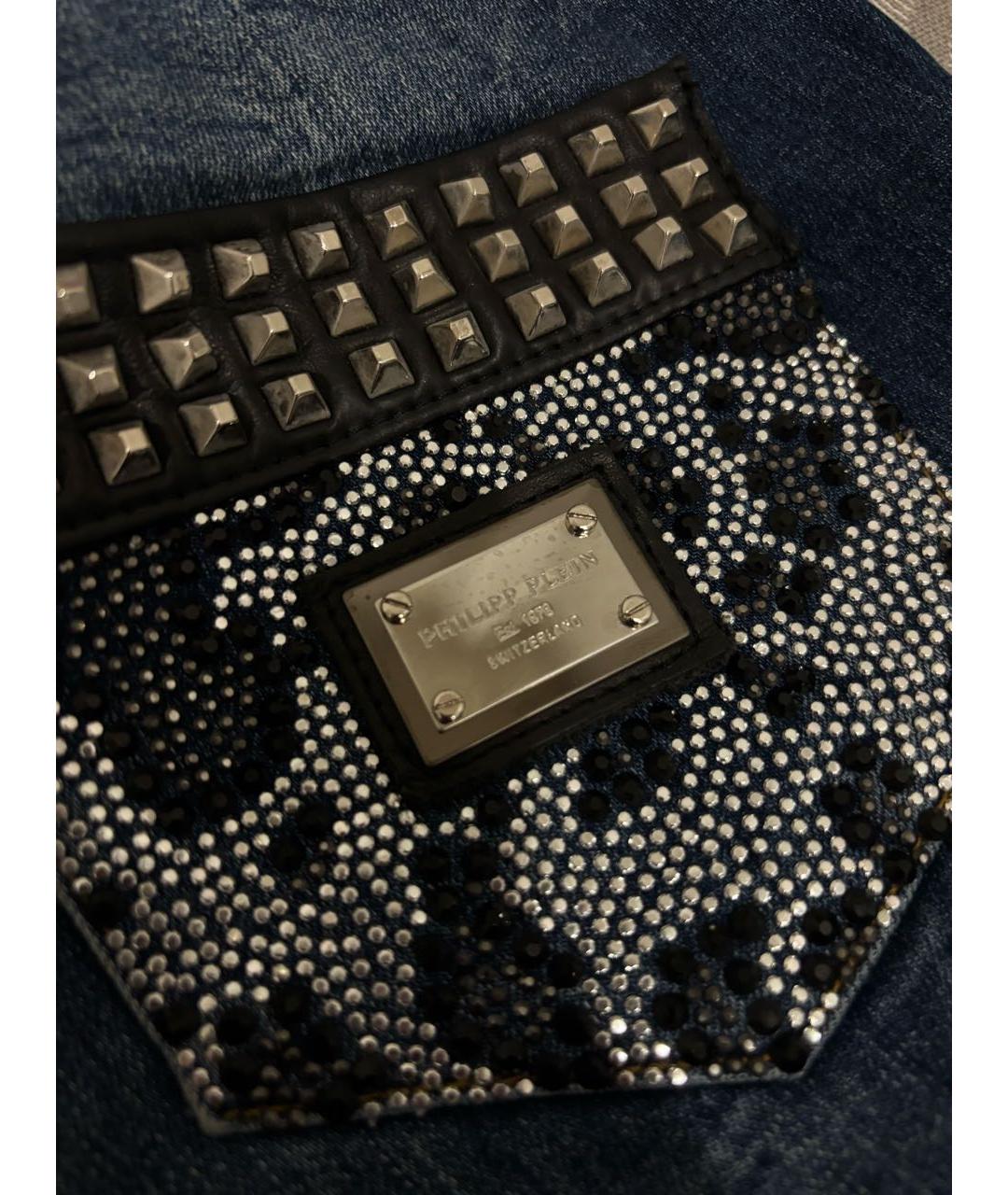 PHILIPP PLEIN Синие хлопковые джинсы слим, фото 5