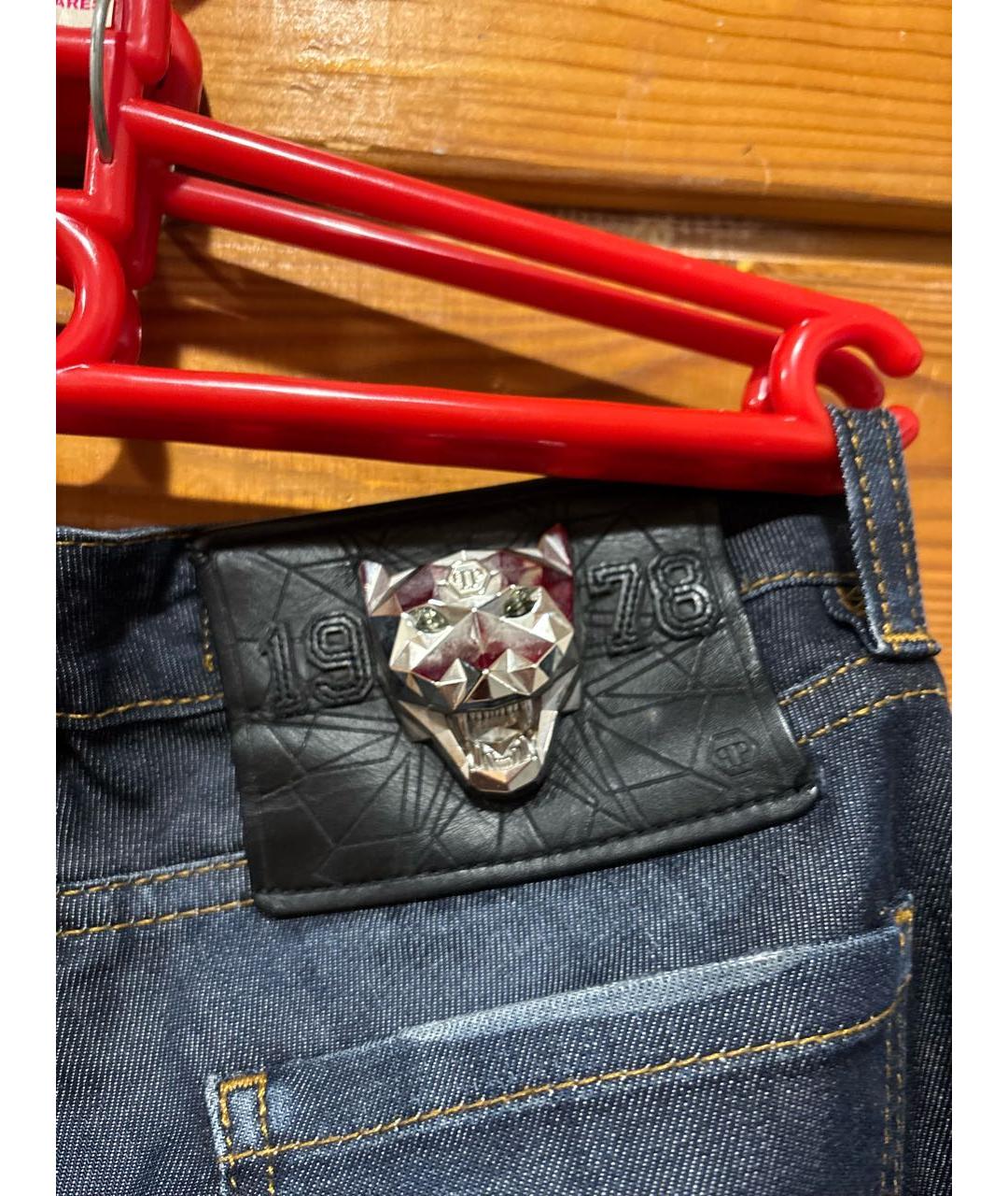 PHILIPP PLEIN Синие хлопковые джинсы слим, фото 7