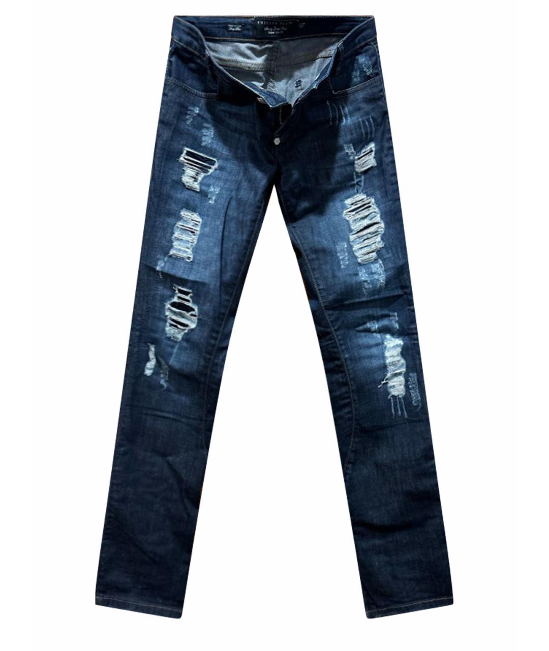 PHILIPP PLEIN Синие хлопковые джинсы слим, фото 1