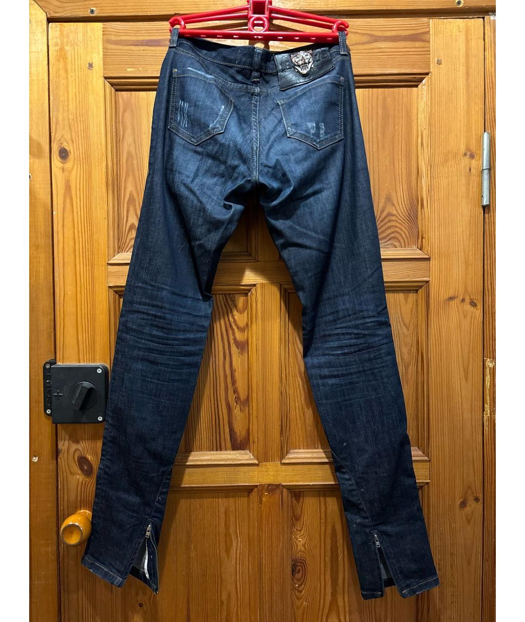 PHILIPP PLEIN Синие хлопковые джинсы слим, фото 2