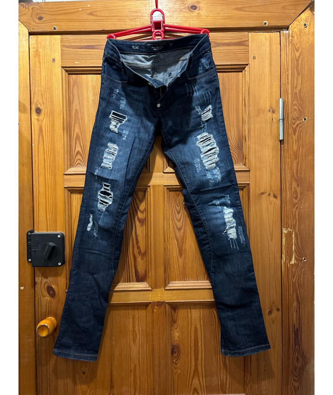 PHILIPP PLEIN Синие хлопковые джинсы слим, фото 8