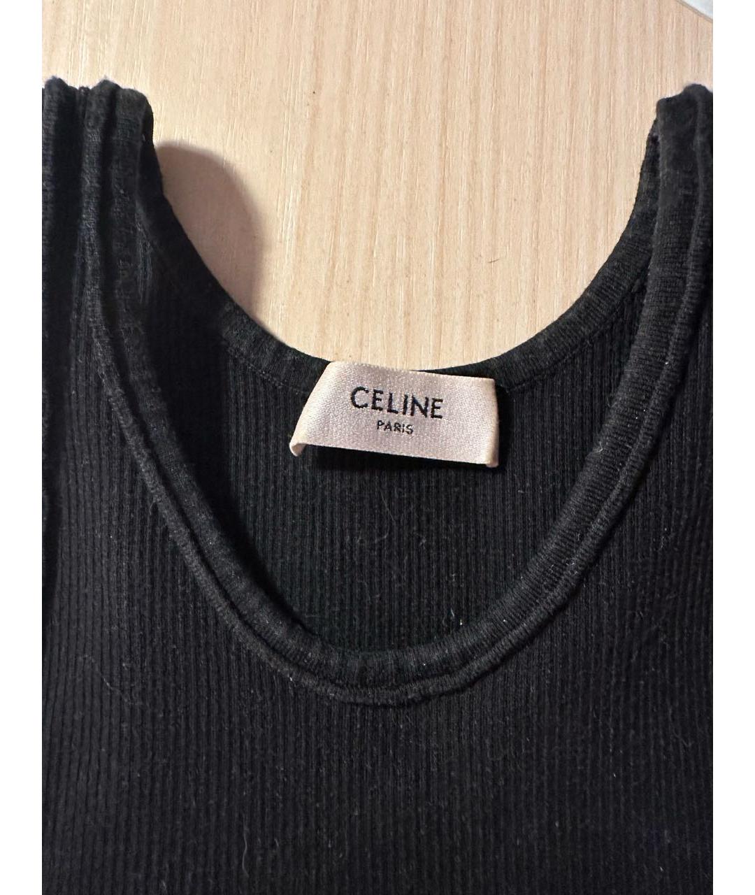 CELINE Черная хлопковая майка, фото 3