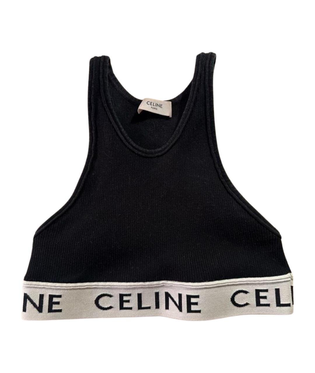 CELINE Черная хлопковая майка, фото 1