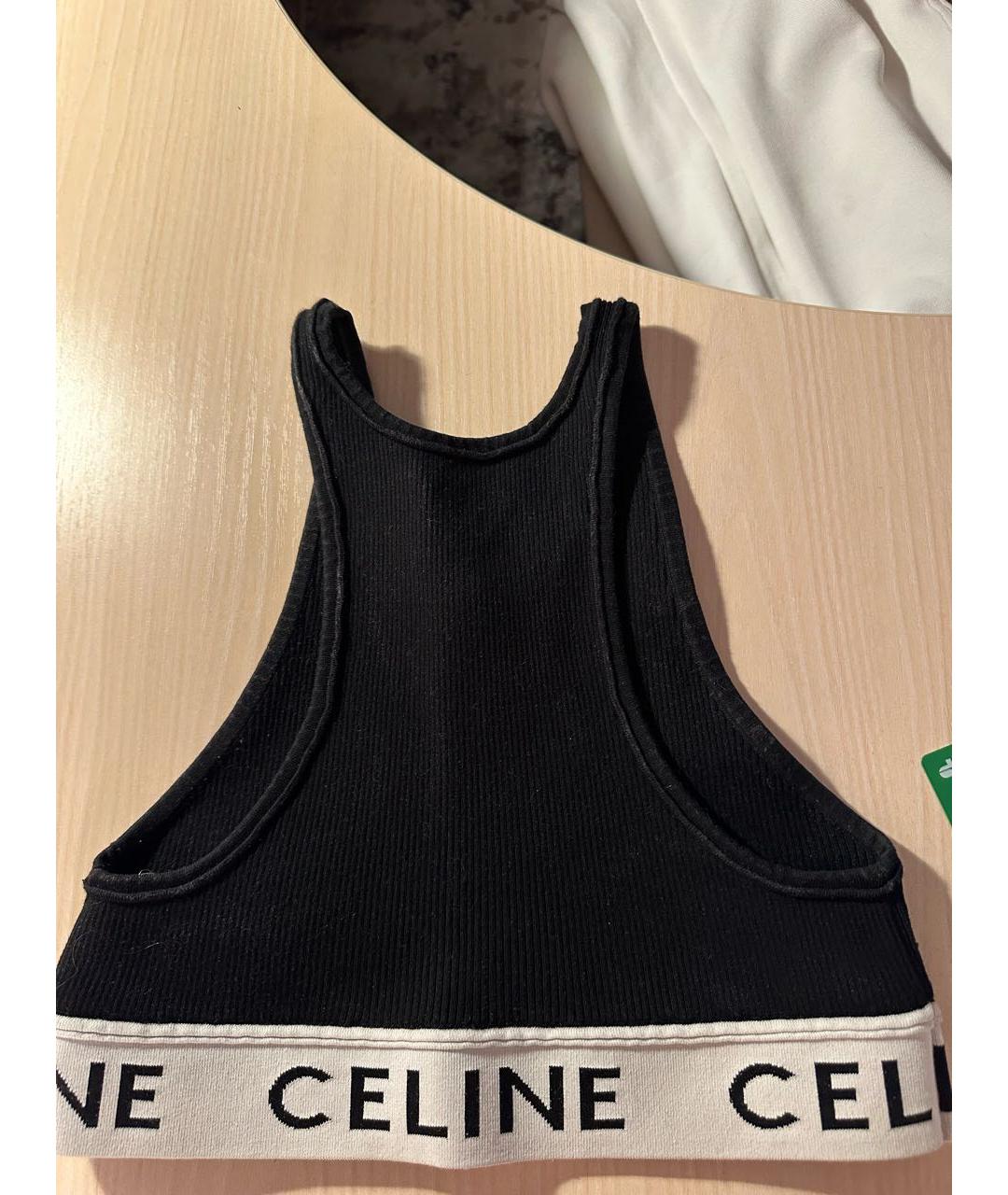 CELINE Черная хлопковая майка, фото 2
