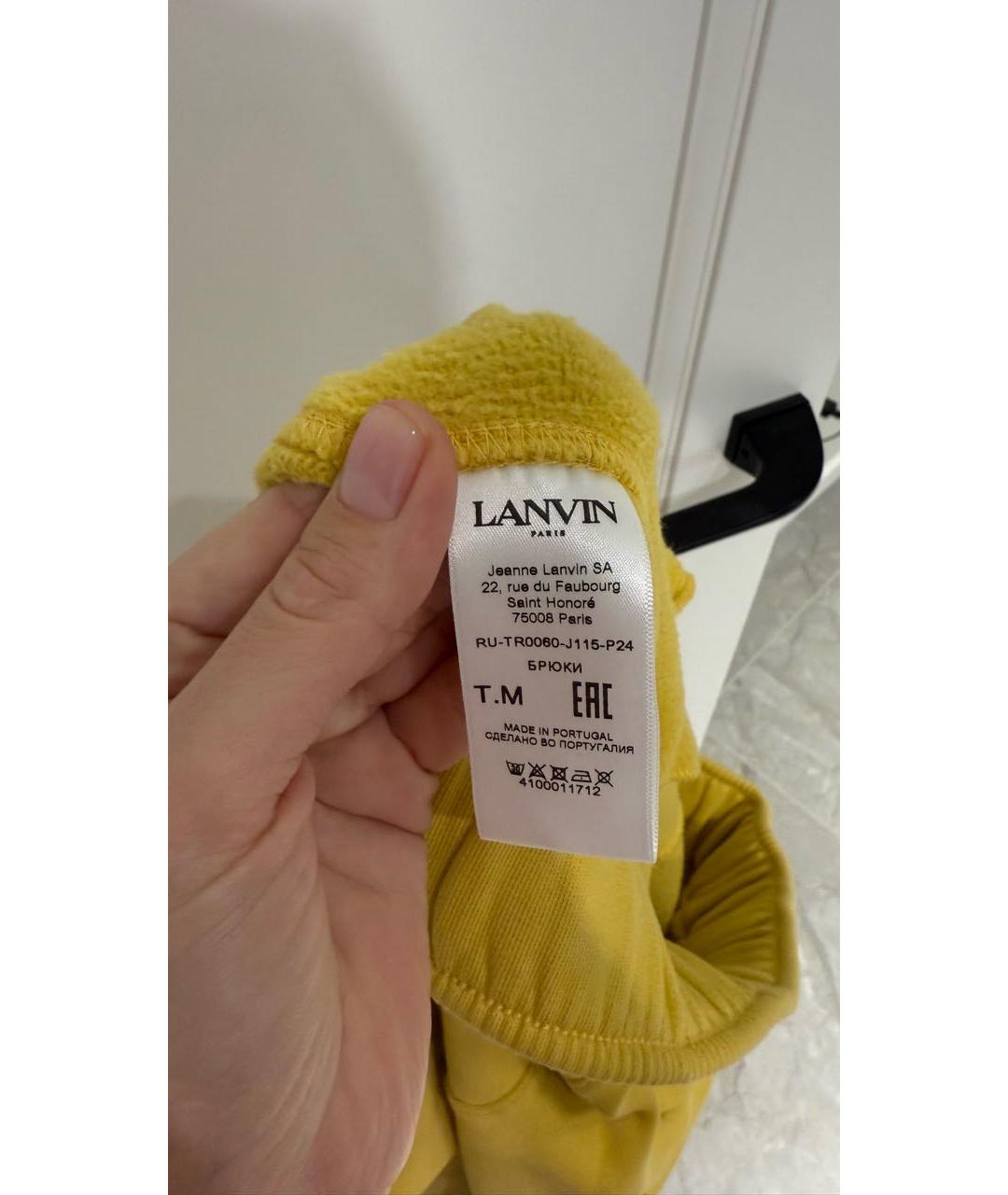 LANVIN Желтые хлопковые повседневные брюки, фото 5