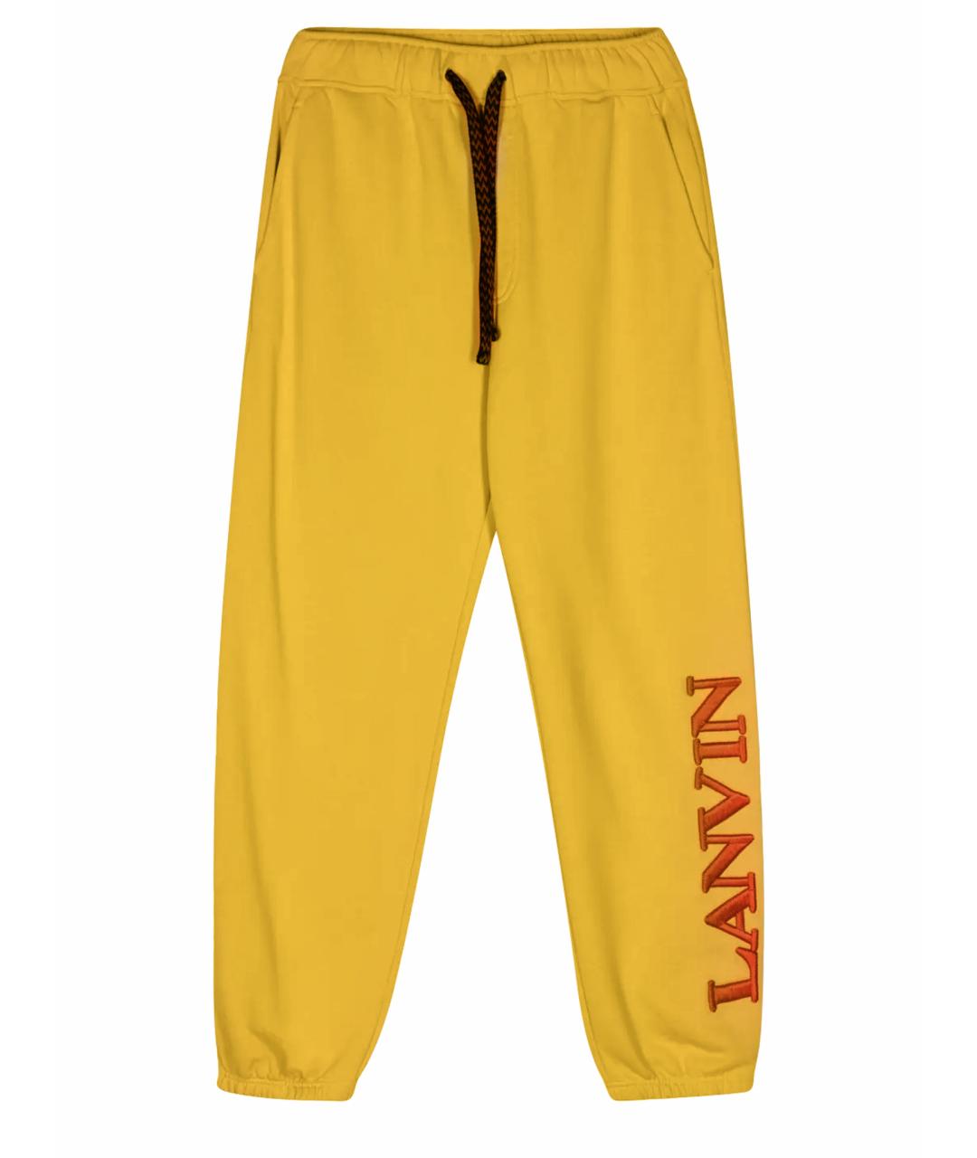 LANVIN Желтые хлопковые повседневные брюки, фото 1