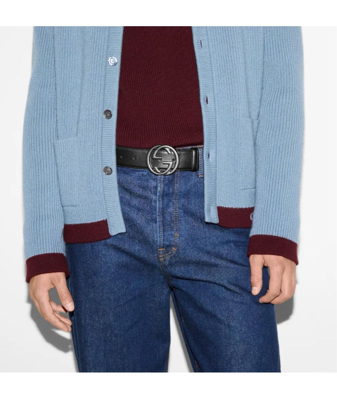 GUCCI Черный кожаный ремень, фото 3