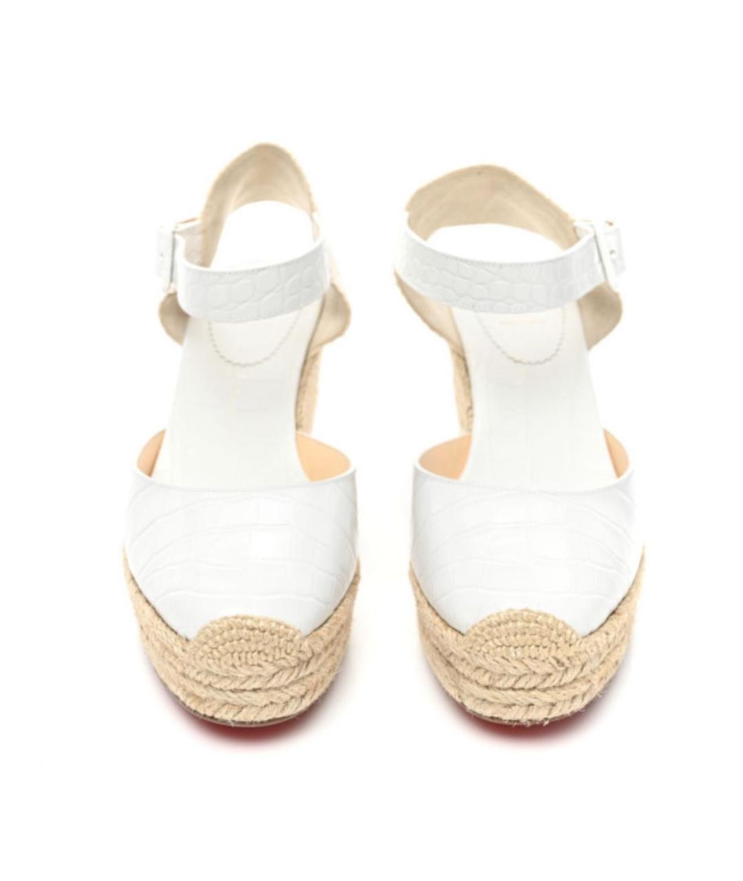 CHRISTIAN LOUBOUTIN Белые кожаные босоножки, фото 2