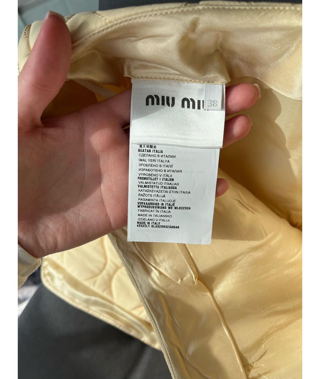 MIU MIU Желтая полиэстеровая юбка мини, фото 5
